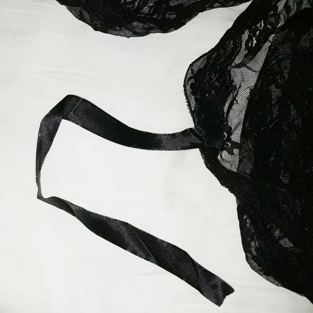Black Sheer Mesh Lace Swim Cover Up Robe - Picture 5 of 6